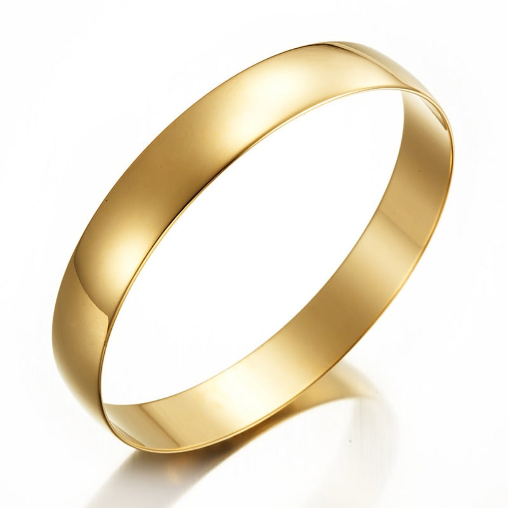 Extra Wide 18ct Heavy Yellow Gold Plated 13mm Wide Plain Bangle - USA Made-3